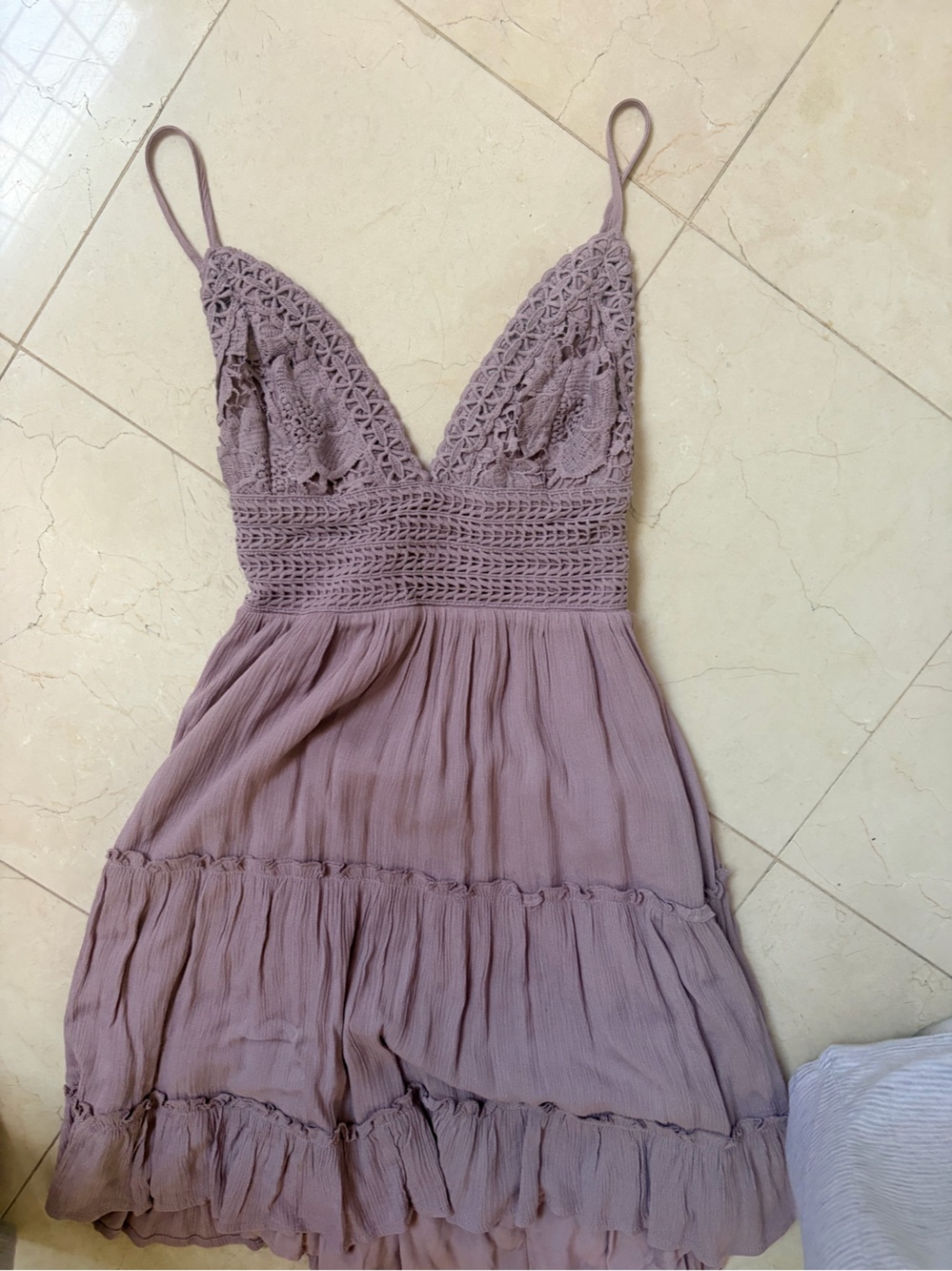Women's Mauve Crochet Bodice Spaghetti-Strap Dress size small